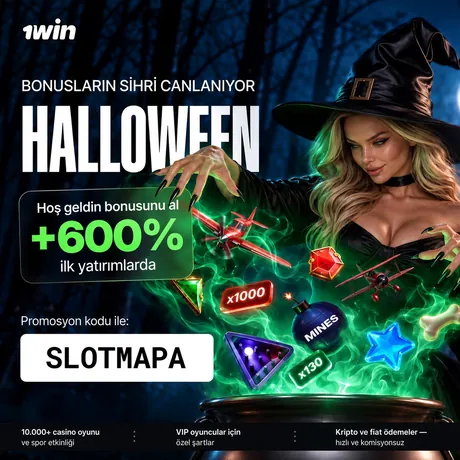1win Cadılar Bayramı: SLOTMAPA promosyon koduyla ilk yatırımlarda +%600 hoş geldin bonusu