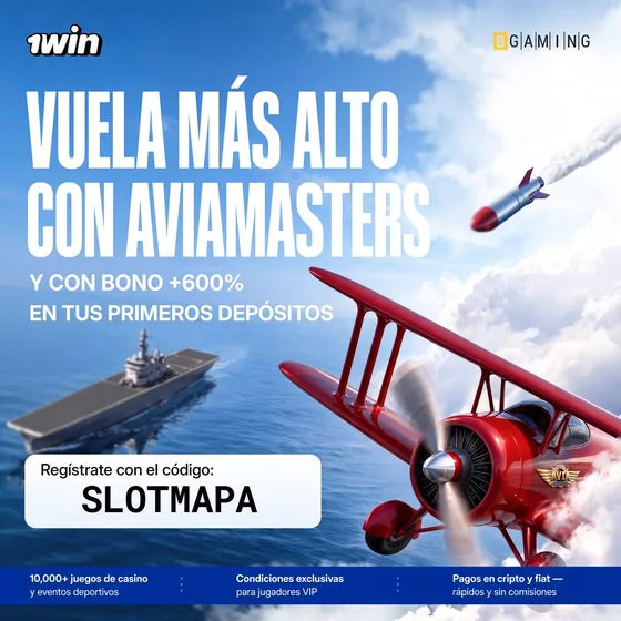 Promo de Aviamasters en 1win con código SLOTMAPA, vuela más alto
