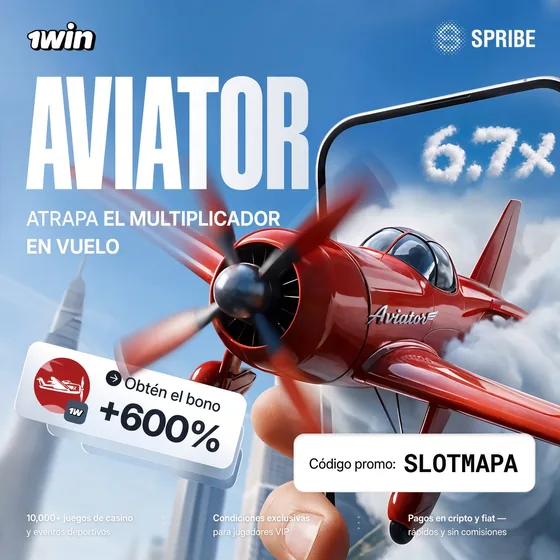 Promo de Aviator en 1win con código SLOTMAPA