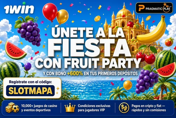 Fruit Party en 1win, únete a la fiesta con el código SLOTMAPA