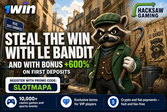 Le Bandit on 1win, steal the win with promo code SLOTMAPA