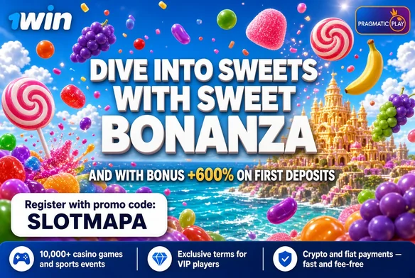 Sweet Bonanza on 1win, dive into sweets with promo code SLOTMAPA